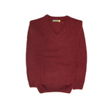 100% Shetland Ragg Wool V Neck Knit Jumper Pullover Mens Sweater Knitted - Burgundy (97) - S