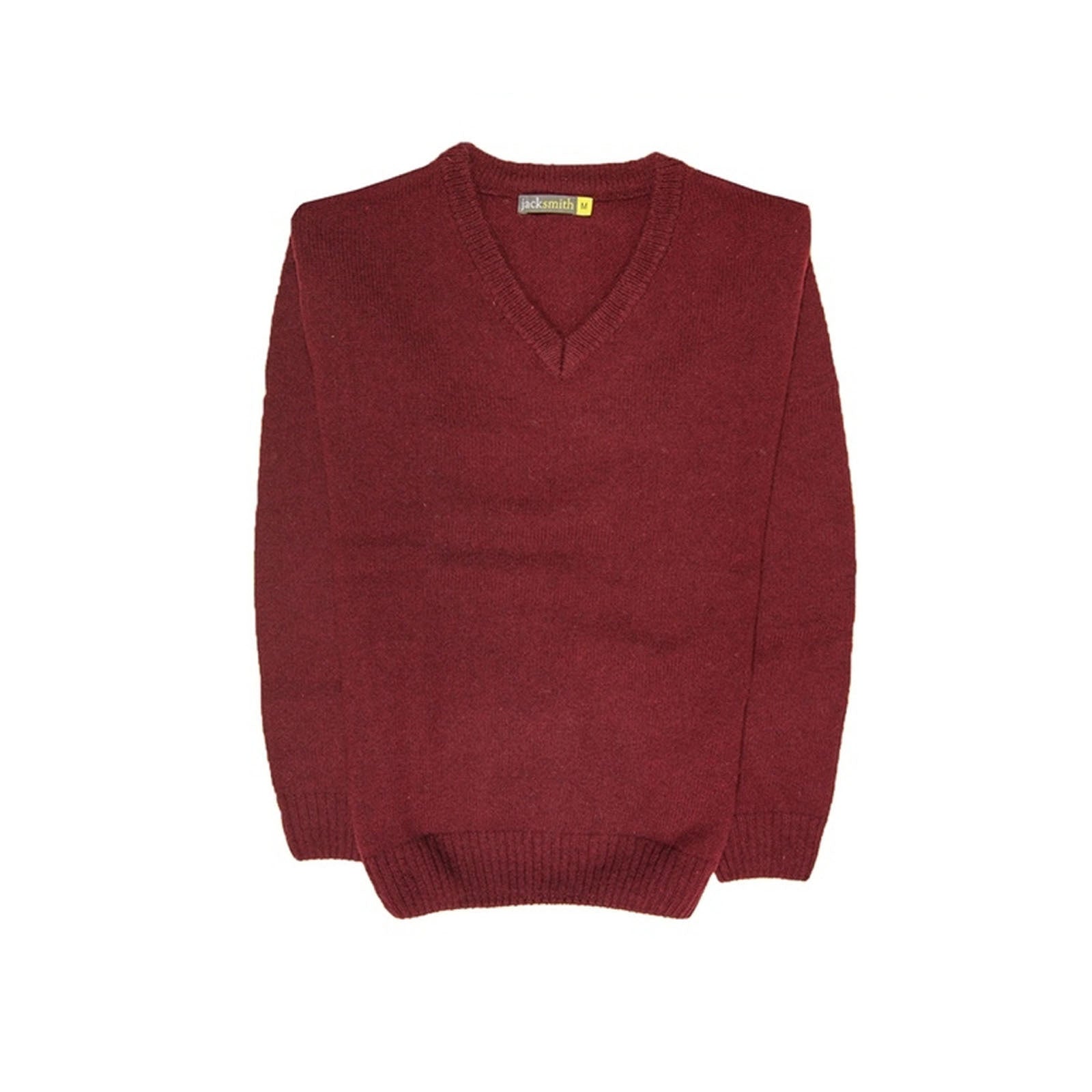 100% Shetland Ragg Wool V Neck Knit Jumper Pullover Mens Sweater Knitted - Burgundy - XXL