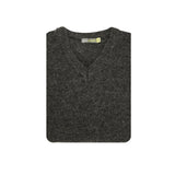 100% Shetland Ragg Wool V Neck Knit Jumper Pullover Mens Sweater Knitted - Charcoal (29) - 3XL