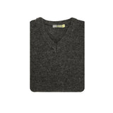100% Shetland Ragg Wool V Neck Knit Jumper Pullover Mens Sweater Knitted - Charcoal (29) - 6XL