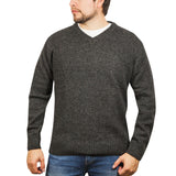 100% Shetland Ragg Wool V Neck Knit Jumper Pullover Mens Sweater Knitted - Charcoal (29) - M