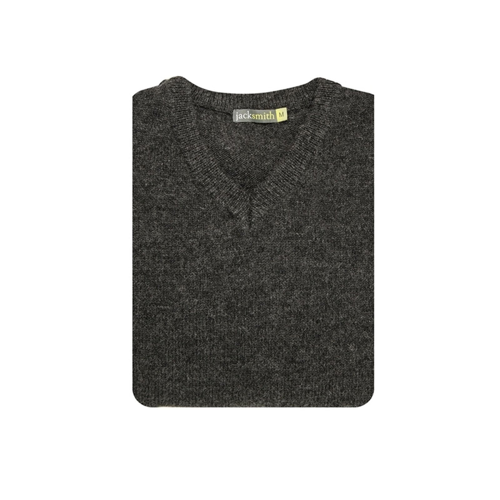 Men's Sweats & Trackpants: 100% Shetland Ragg Wool V Neck Knit Jumper Pullover Mens Sweater Knitted - Charcoal - M