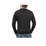 100% Shetland Ragg Wool V Neck Knit Jumper Pullover Mens Sweater Knitted - Plain Black - 5XL