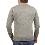 100% Shetland Ragg Wool V Neck Knit Jumper Pullover Mens Sweater Knitted - Grey - L