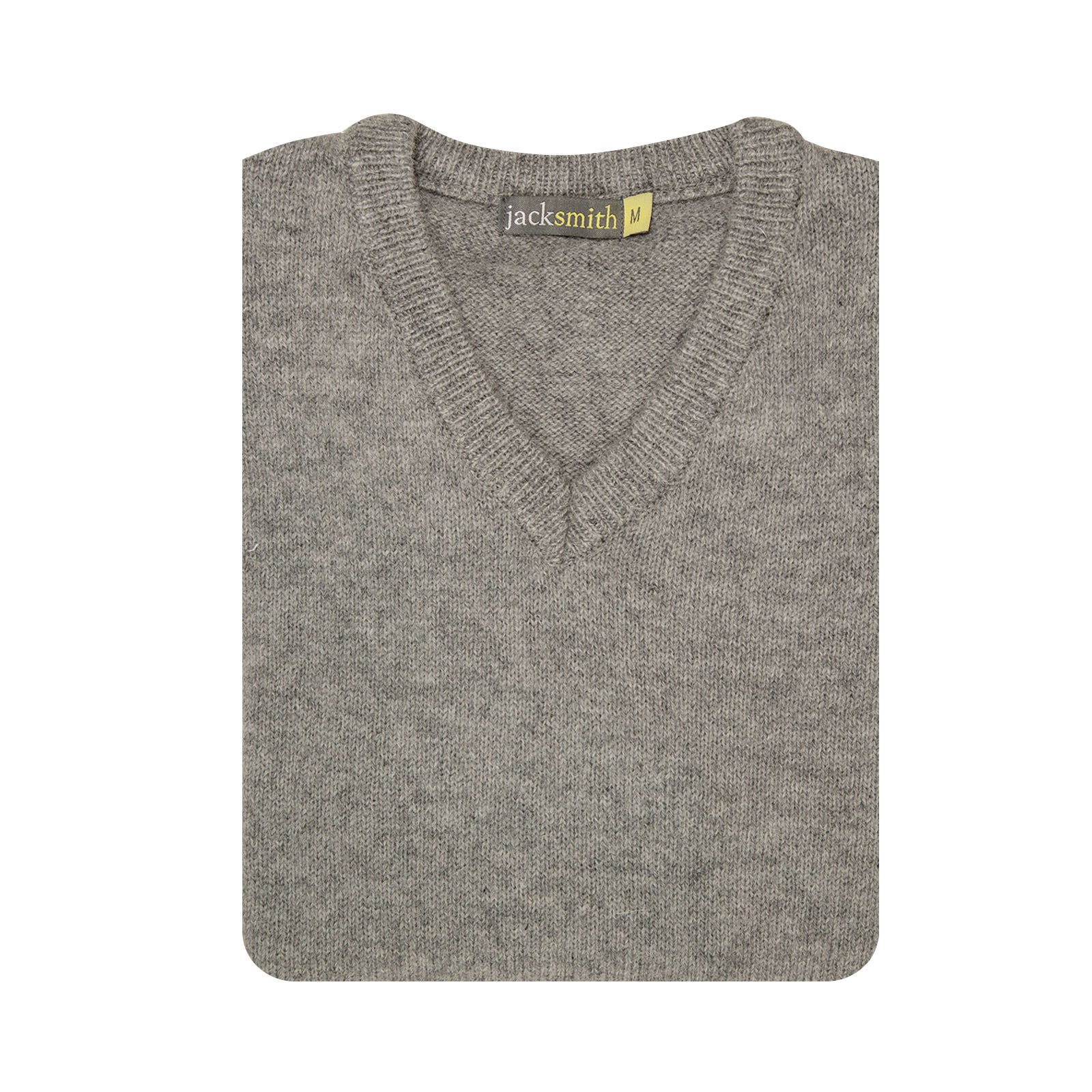 100% Shetland Ragg Wool V Neck Knit Jumper Pullover Mens Sweater Knitted - Grey - S