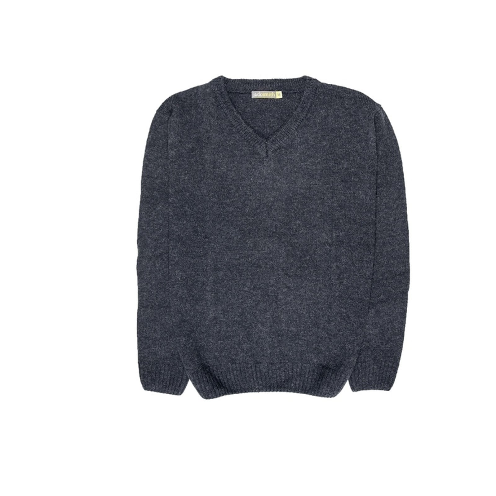 100% Shetland Ragg Wool V Neck Knit Jumper Pullover Mens Sweater Knitted - Navy - 6XL