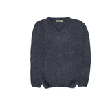 100% Shetland Ragg Wool V Neck Knit Jumper Pullover Mens Sweater Knitted - Navy (45) - M