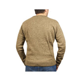 100% Shetland Ragg Wool V Neck Knit Jumper Pullover Mens Sweater Knitted - Nutmeg - 6XL
