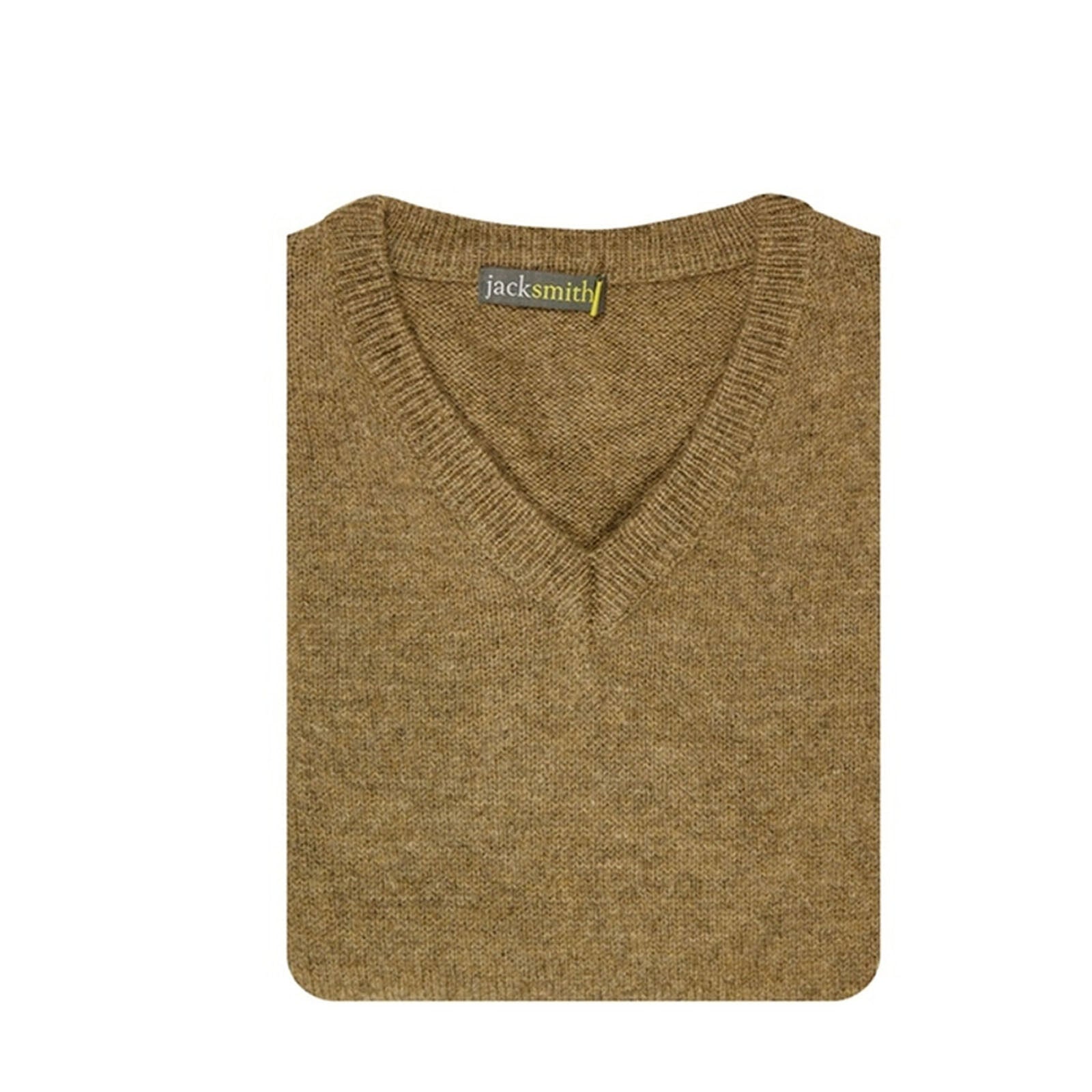 100% Shetland Ragg Wool V Neck Knit Jumper Pullover Mens Sweater Knitted - Nutmeg - 6XL