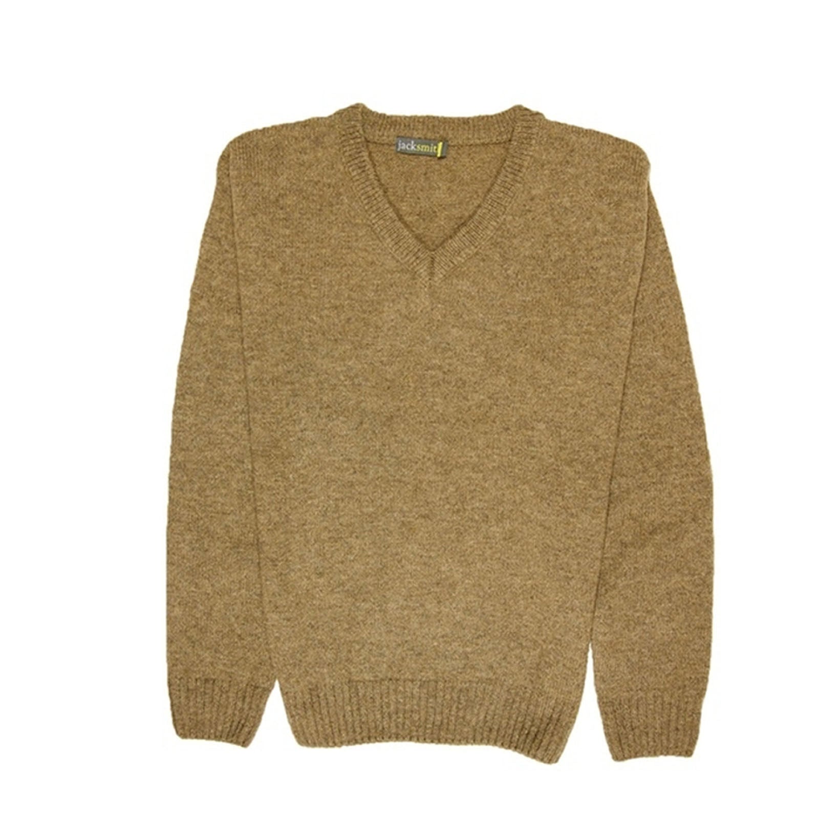 100% Shetland Ragg Wool V Neck Knit Jumper Pullover Mens Sweater Knitted - Nutmeg - XXL