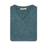 100% Shetland Ragg Wool V Neck Knit Jumper Pullover Mens Sweater Knitted - Sherwood (32) - 5XL