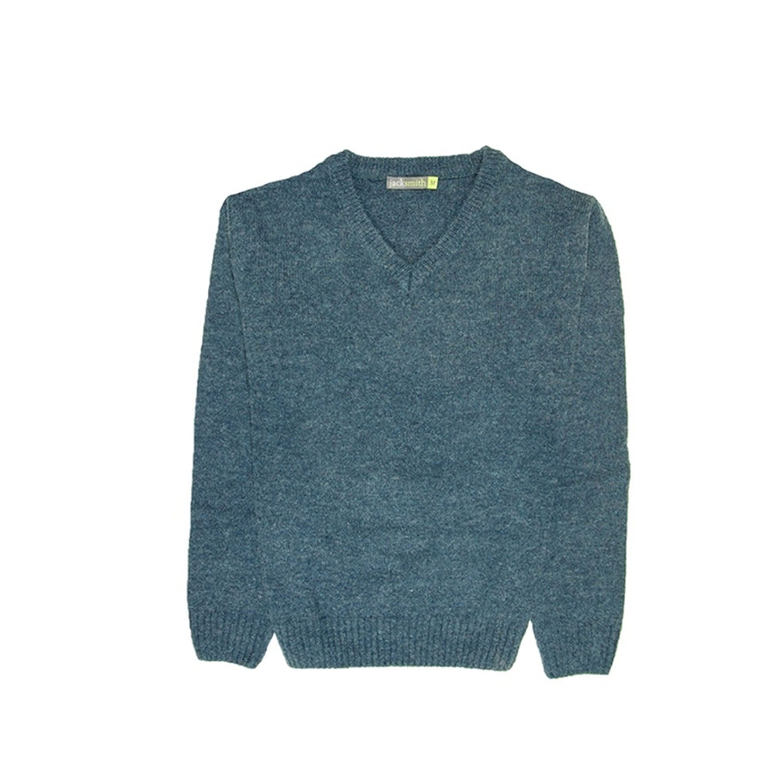 100% Shetland Ragg Wool V Neck Knit Jumper Pullover Mens Sweater Knitted - Sherwood - 5XL