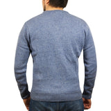 100% Shetland Ragg Wool V Neck Knit Jumper Pullover Mens Sweater Knitted - Sky (40) - 3XL