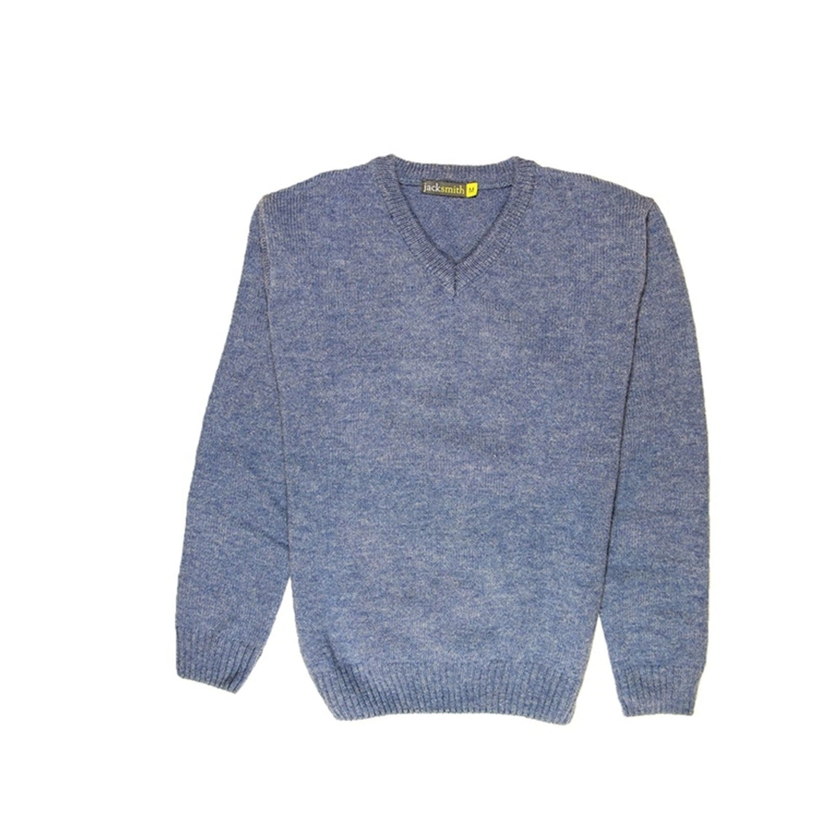 100% Shetland Ragg Wool V Neck Knit Jumper Pullover Mens Sweater Knitted - Sky - 4XL