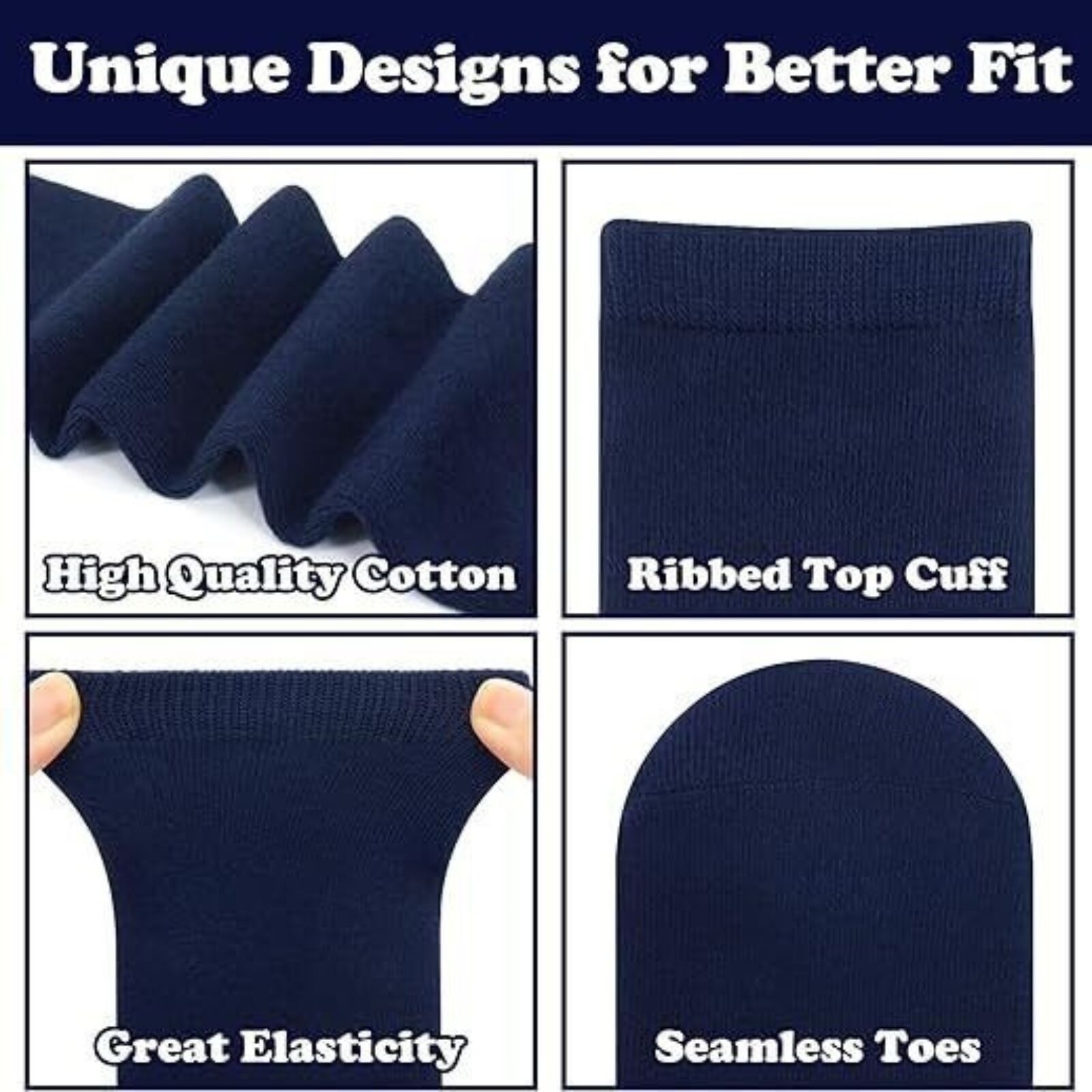 Boy's Shoes: 1x Pair School Uniform Knee High Socks Cotton Rich Girls Boys Kids - Navy - 9-12 (5-8 Years Old)