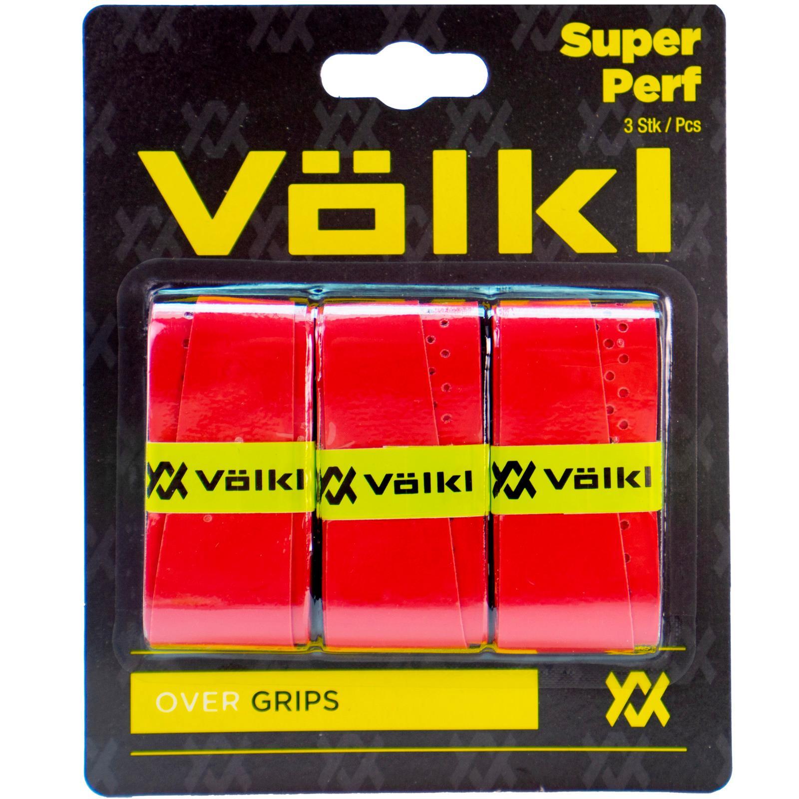 Tennis: Volkl Super Perf Over Grip Overgrip Tennis Squash Badminton - 3 Pack - Red