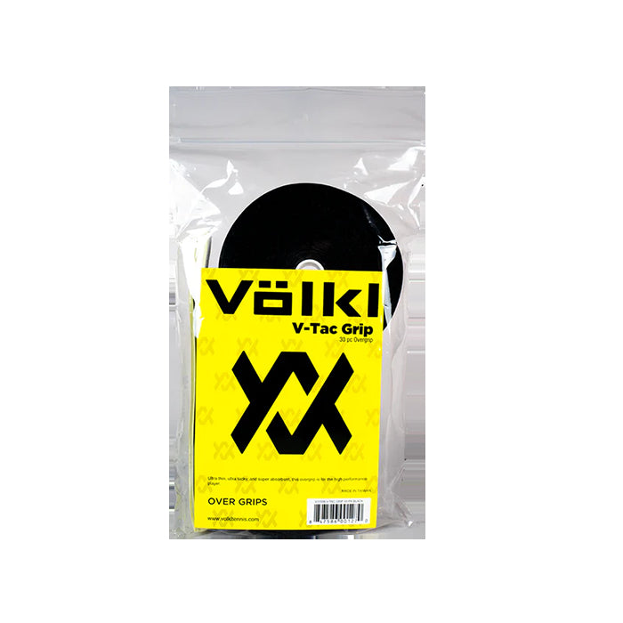 Tennis: Volkl V-Tac Overgrip Bulk Tennis Badminton Squash Over Grip - Black (30 Pack)