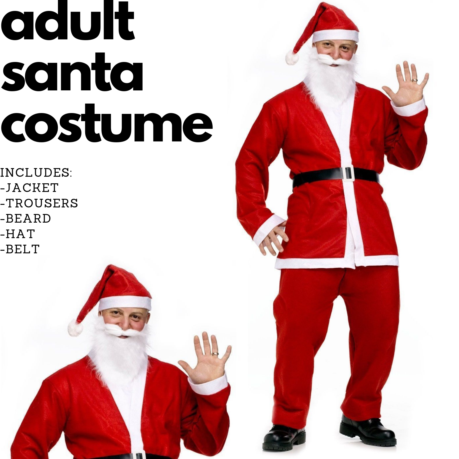Costumes & Accessories: ADULT SANTA CLAUS COSTUME Suit Father Xmas Party Outfit Father Christmas
