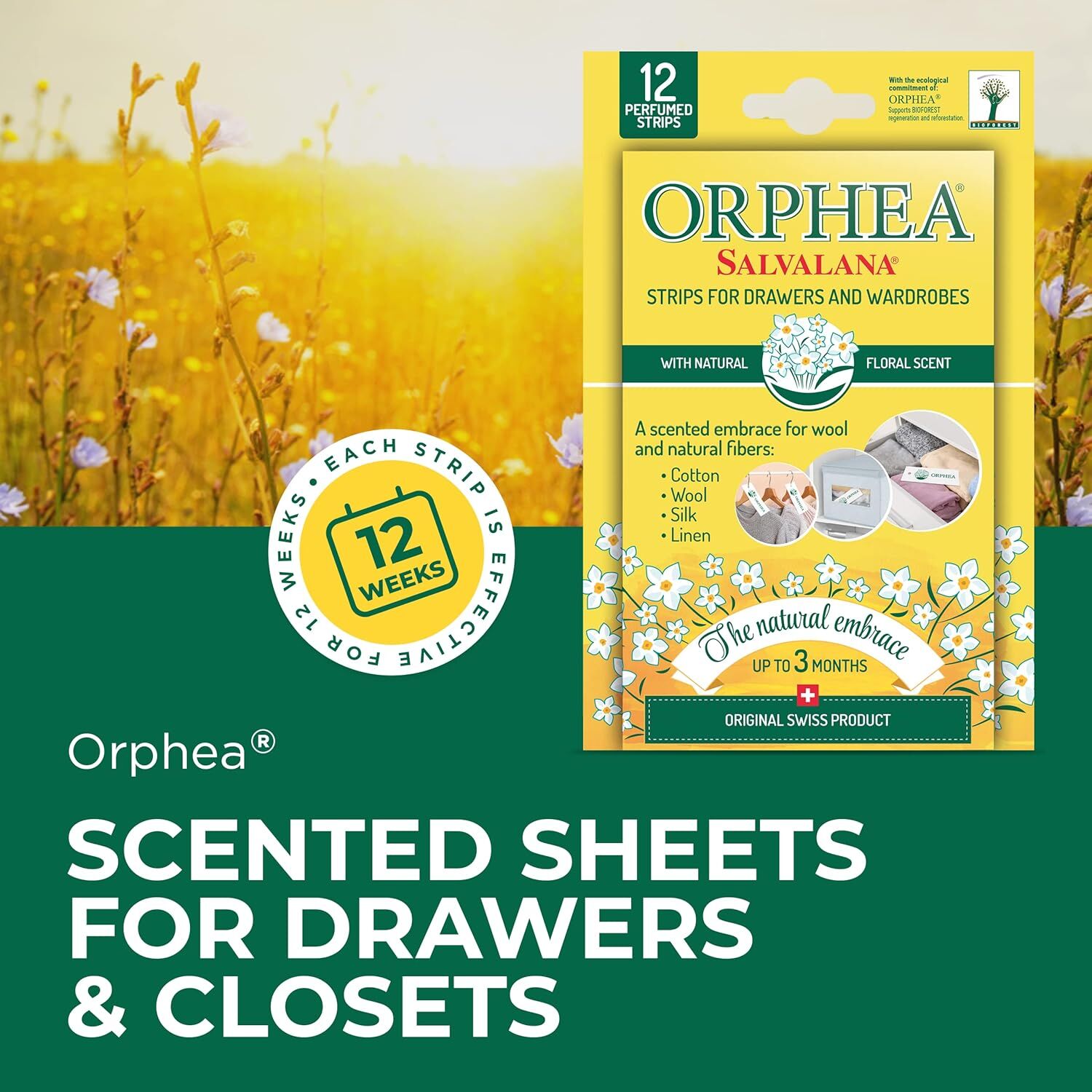 Clothing & Wardrobe Storage: Orphea 12pcs Clothes Protector Natural Flower Floral Scented Strips for Drawers/Closets