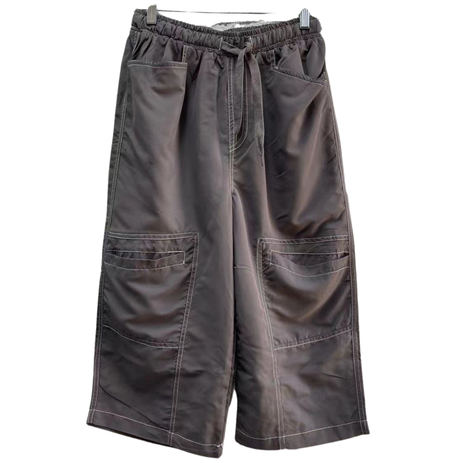 Men's Shorts: Mens 3/4 Longer Length Microfibre Cargo Shorts Bottoms - Rabbit - S