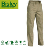 Bisley Mens Insect Protection Drill Work Pants Trousers - Khaki - 112cm