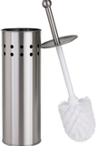 Toilet Brushes & Holders: Toilet Brush Holder Metal Stainless Steel Bathroom Set Handle Round Cover Clean
