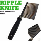 Kitchen Utensils: LARGE RIPPLE JELLY KNIFE Stainless Steel Blade Potato Crinkle Wavy Cutter Slicer