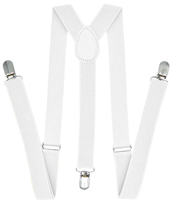 Men's Accessories: 35mm WIDE SUSPENDERS Mens Adjustable Braces Clip On Trouser Elastic Y-Back - White