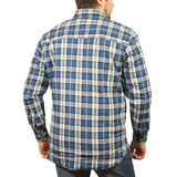 Jacksmith Quilted Flannelette Shirt Mens Jacket 100% Cotton Padded Warm Winter Flannel - Navy/Light Blue - S