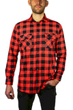 Men's Coats & Jackets: Jacksmith Quilted Flannelette Shirt Mens Jacket 100% Cotton Padded Warm Winter Flannel - Red/Black - M