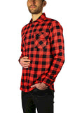 Men's Coats & Jackets: Jacksmith Quilted Flannelette Shirt Mens Jacket 100% Cotton Padded Warm Winter Flannel - Red/Black - M