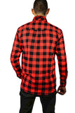 Men's Coats & Jackets: Jacksmith Quilted Flannelette Shirt Mens Jacket 100% Cotton Padded Warm Winter Flannel - Red/Black - M