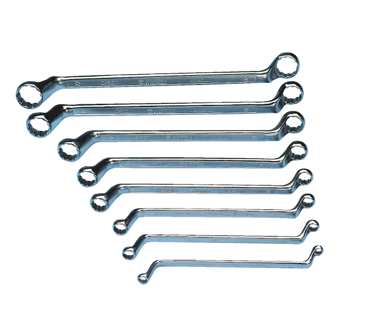 Wurth Double-End Box Wrench Set, Deep Offset â€“ 8 Piece Metric, POWERDRIV Bi-Hex, Chrome Vanadium Steel