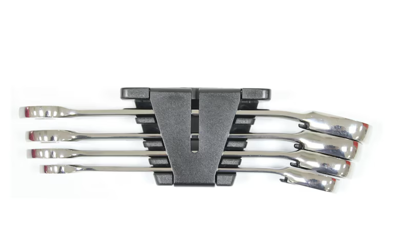Wurth 4pcs Ratchet Combination Wrench Set with Reversing Lever â€“ Chrome Vanadium Steel, 72-Tooth, High-Gloss Finish