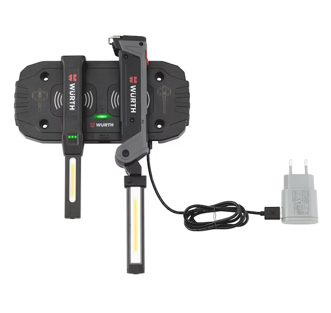 Wurth Cordless LED Handheld Work Lamp ERGOPOWER BEND+ â€“ 700 Lumen, Folding Head, USB Rechargeable