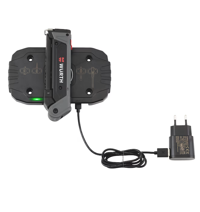 Wurth Cordless LED Handheld Work Lamp ERGOPOWER BEND+ â€“ 700 Lumen, Folding Head, USB Rechargeable