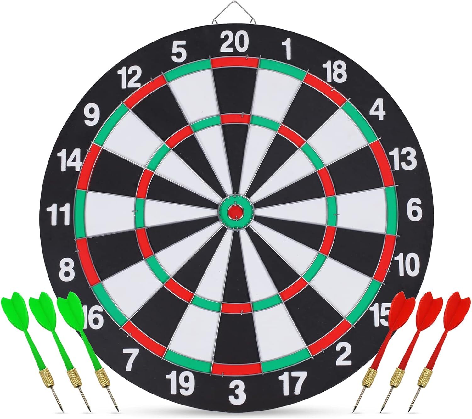 Gym Equipment & Accessories: 15" Dartboard Dart Board with Steel Darts Professional Competition Party Game