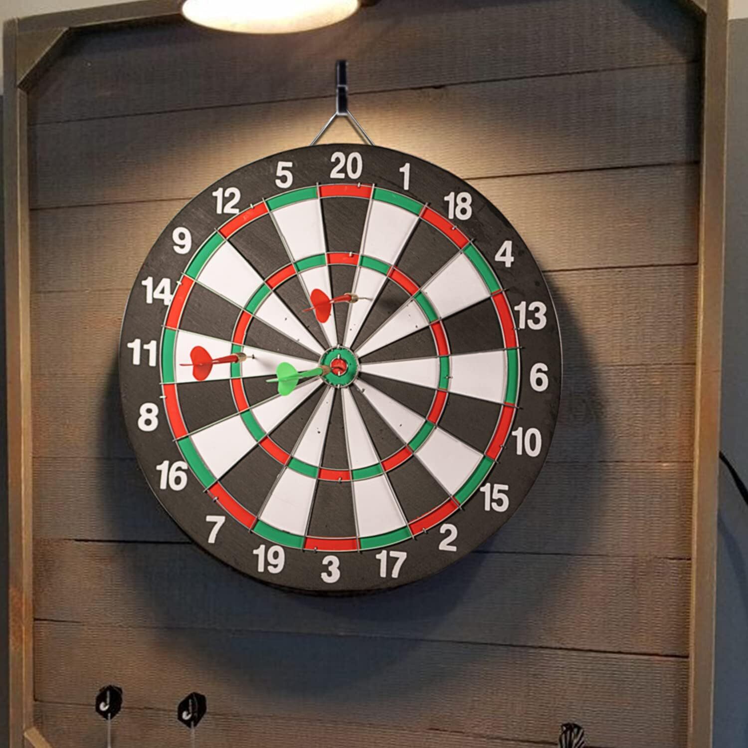 Gym Equipment & Accessories: 15" Dartboard Dart Board with Steel Darts Professional Competition Party Game