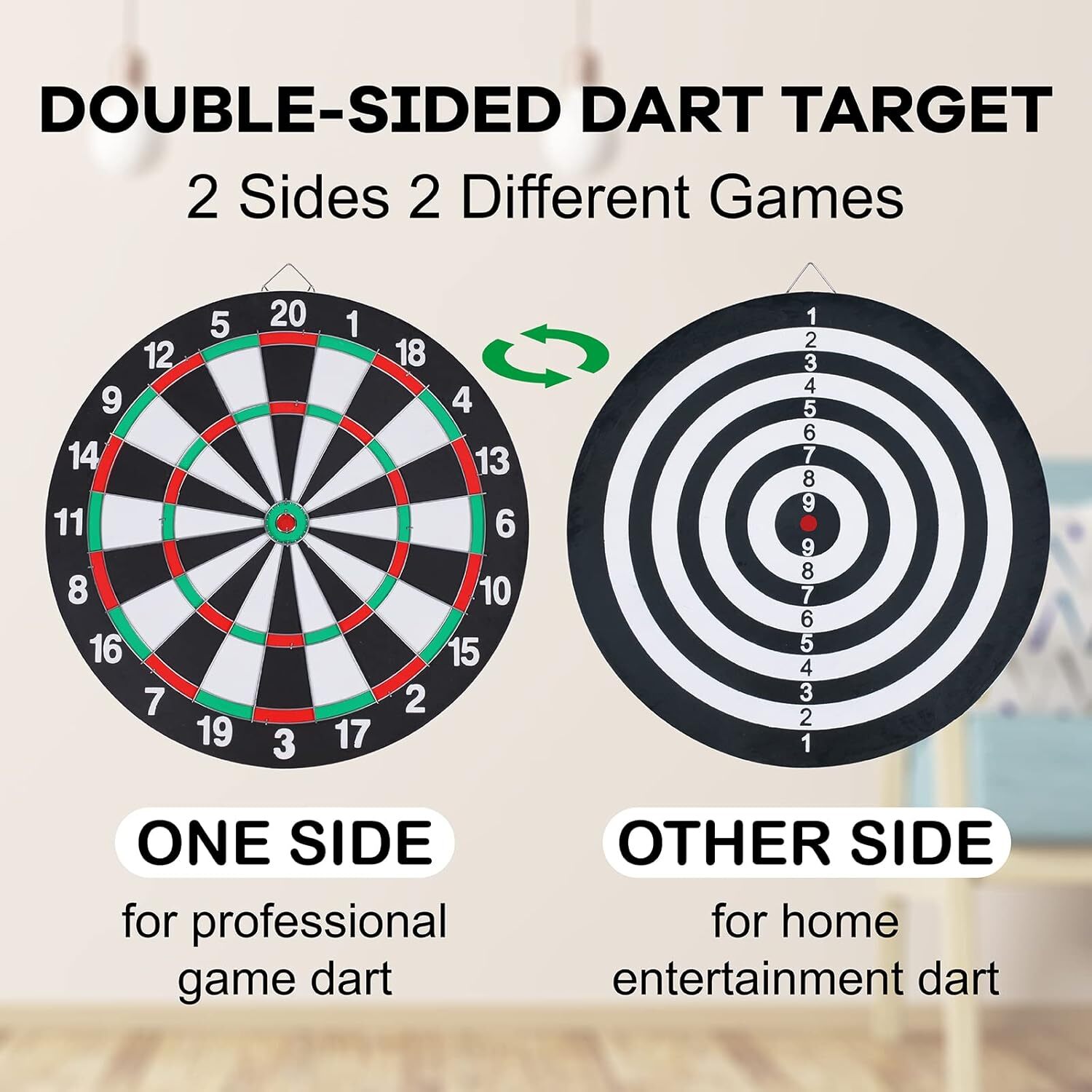 Gym Equipment & Accessories: 15" Dartboard Dart Board with Steel Darts Professional Competition Party Game