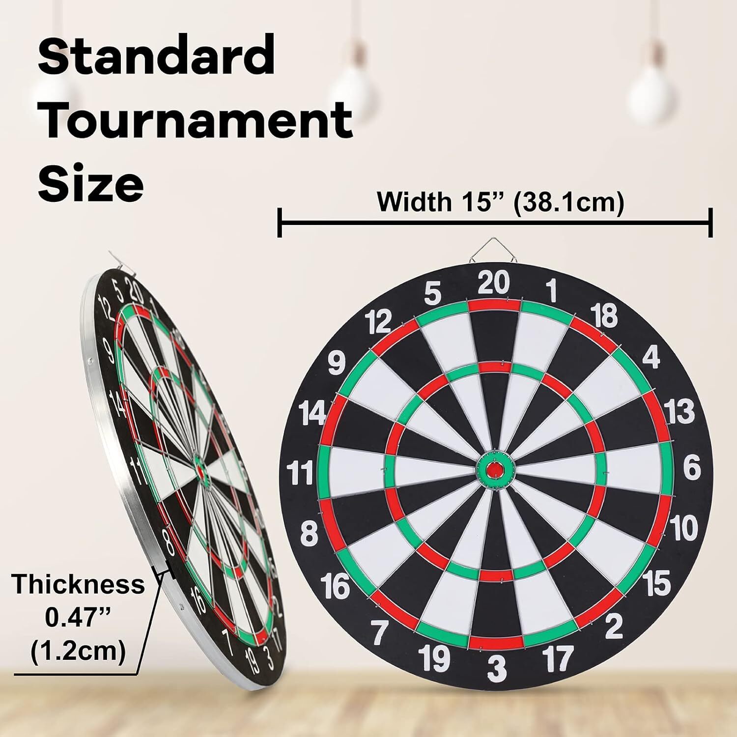 Gym Equipment & Accessories: 15" Dartboard Dart Board with Steel Darts Professional Competition Party Game