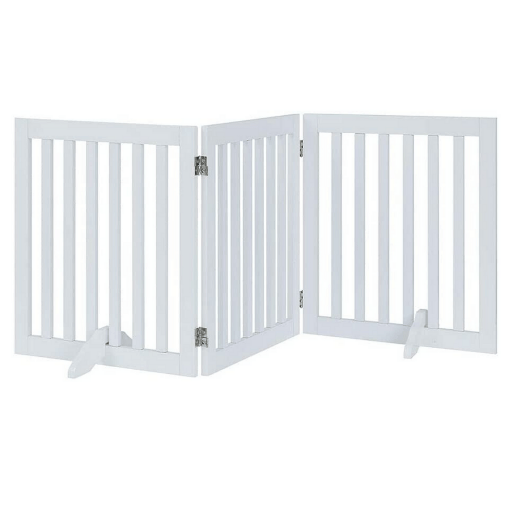 Cat & Dog Flaps: Three Panel Freestanding Dog Gate, White