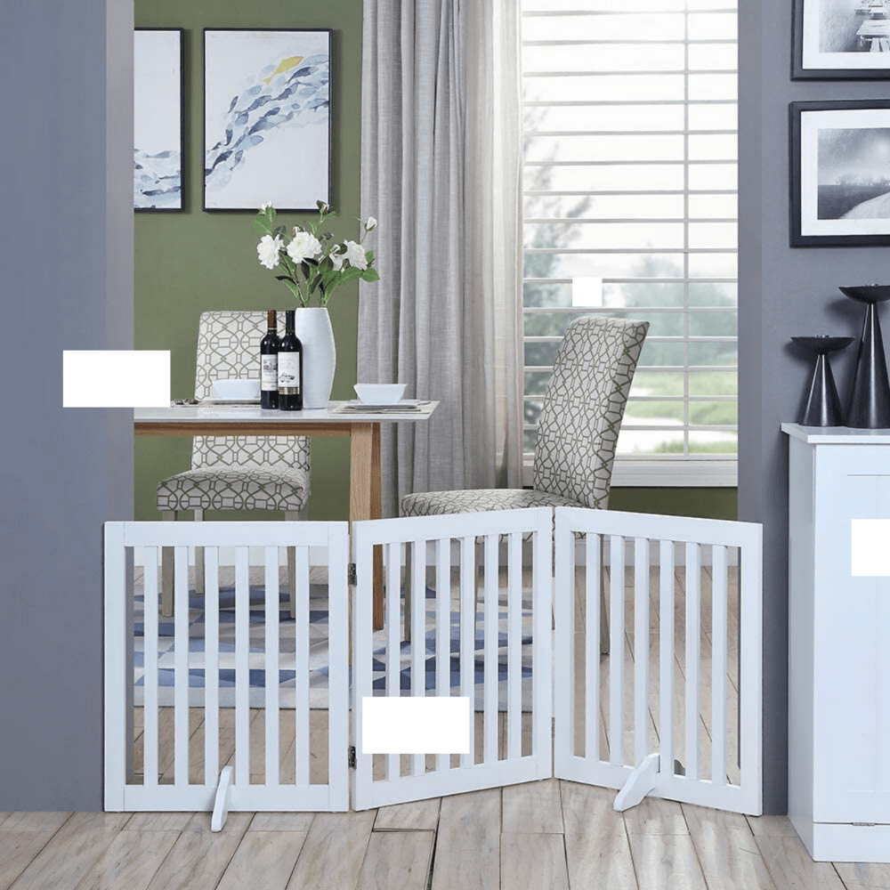 Cat & Dog Flaps: Three Panel Freestanding Dog Gate, White