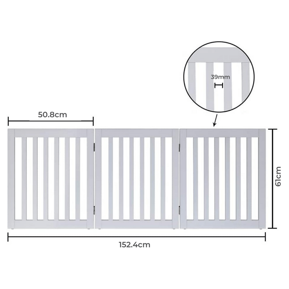 Cat & Dog Flaps: Three Panel Freestanding Dog Gate, White