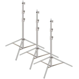 3Pcs 260cm Heavy Duty Stainless Steel Light Stand for Photo and Video