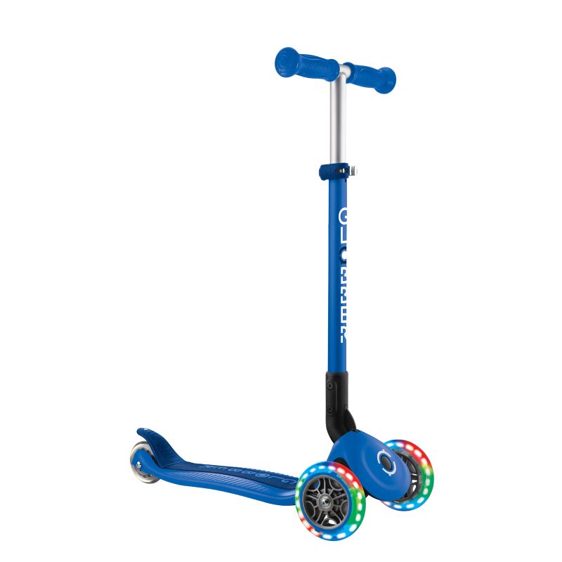 Bicycles: Globber PRIMO Foldable Lights Scooter - Navy Blue/Dark Navy Blue