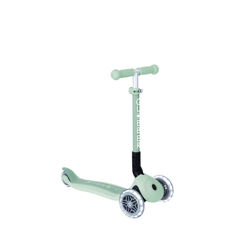 Bicycles: Globber ECOLOGIC JUNIOR Foldable Scooter Lights - Pistachio