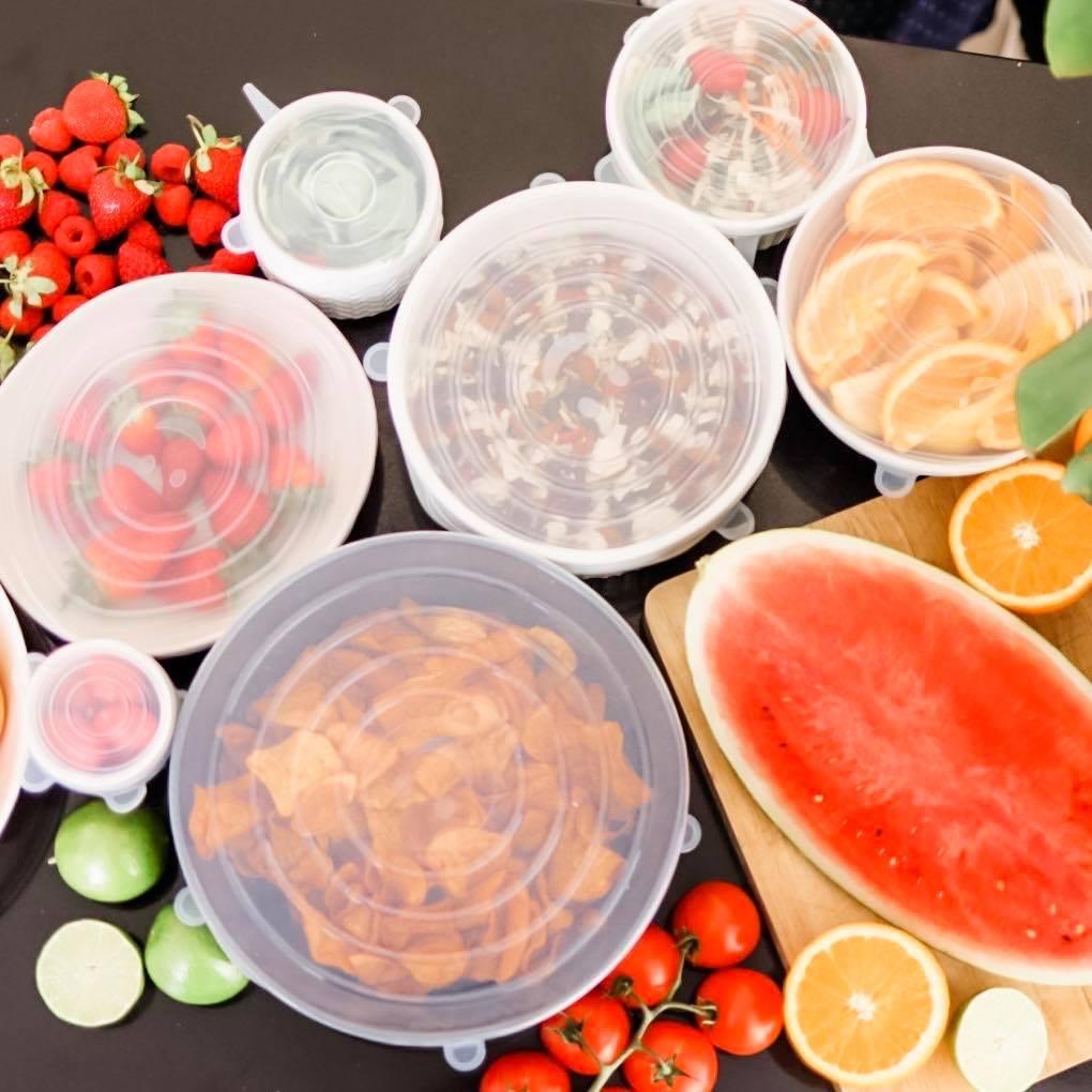 Food Storage: Food Grade Silicone Stretch Lids: Your Ultimate Reusable Food Covers - set of 7 (Test)