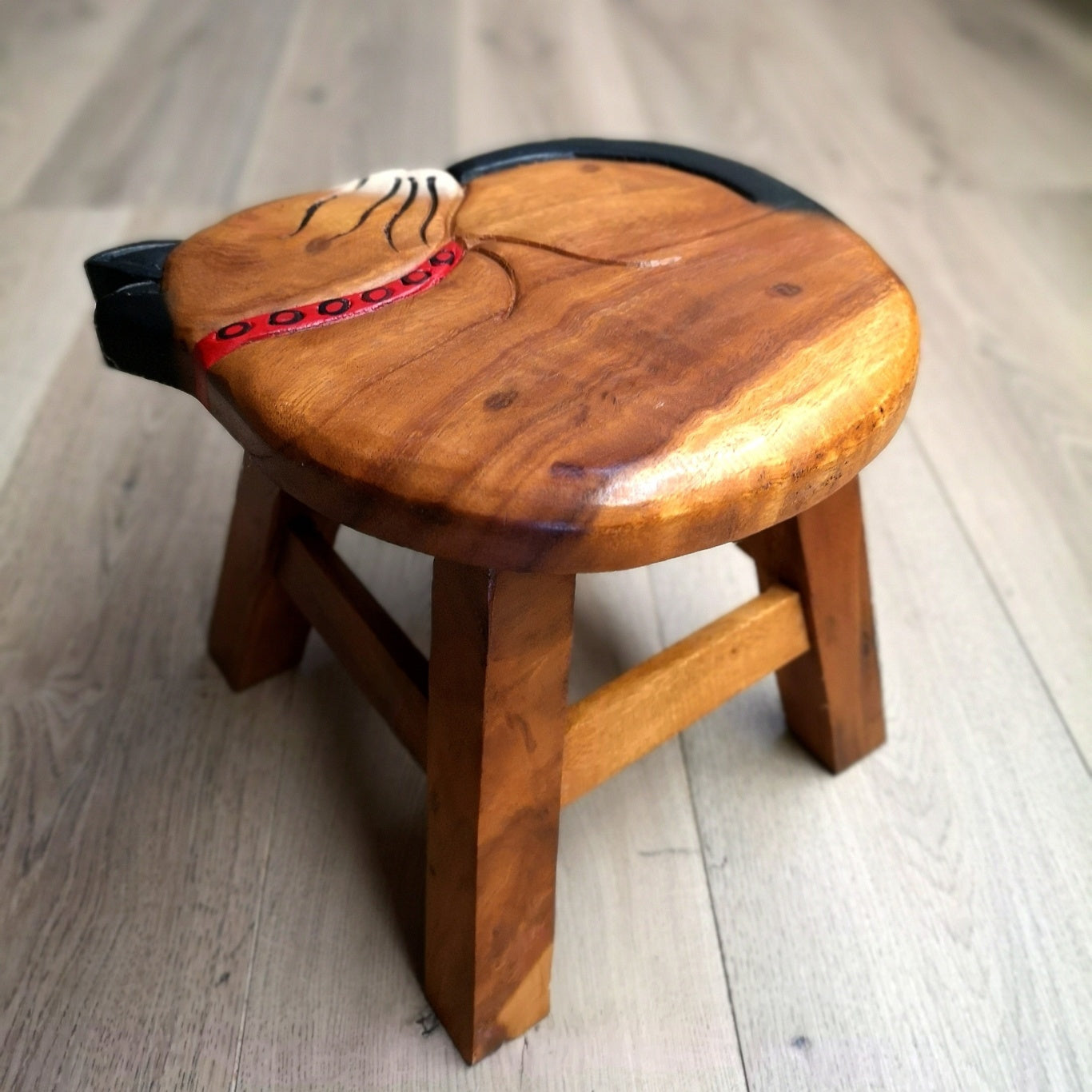 Table & Bar Stools: Kids Wooden Stool Cat