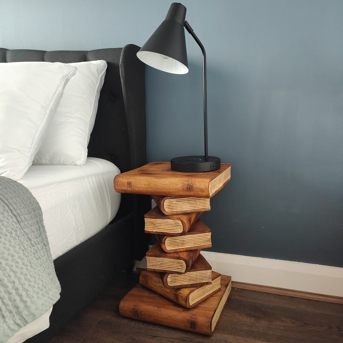 Bookcases & Shelves: Book Stack Bedside Table/Corner Table/Plant Stand Raintree Wood Natural Finish