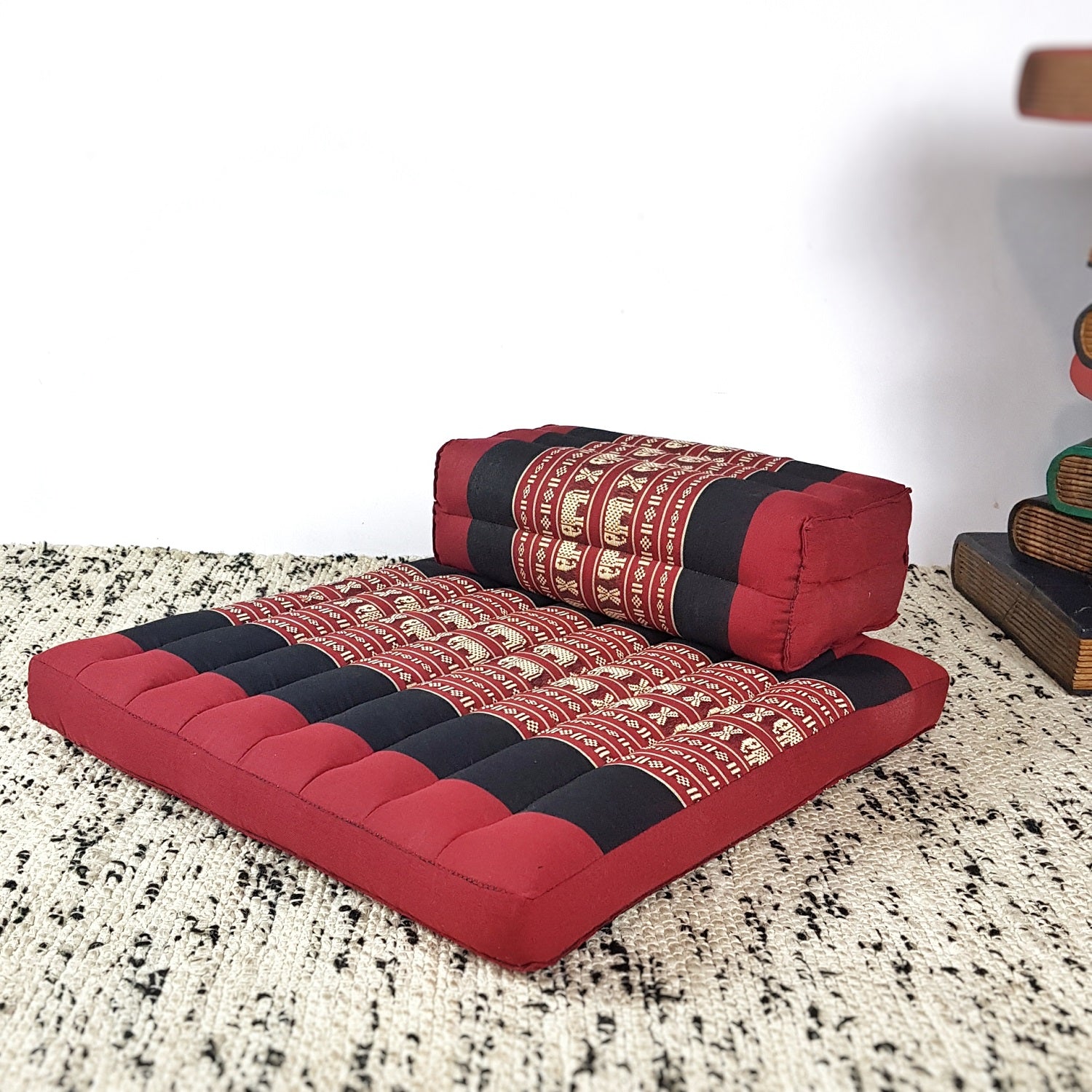 Wellness Accessories: Meditation Cushion + Seating Block Set Red Elephant